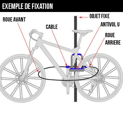 Antivol vélo combiné U et cable à clefs - Oxford