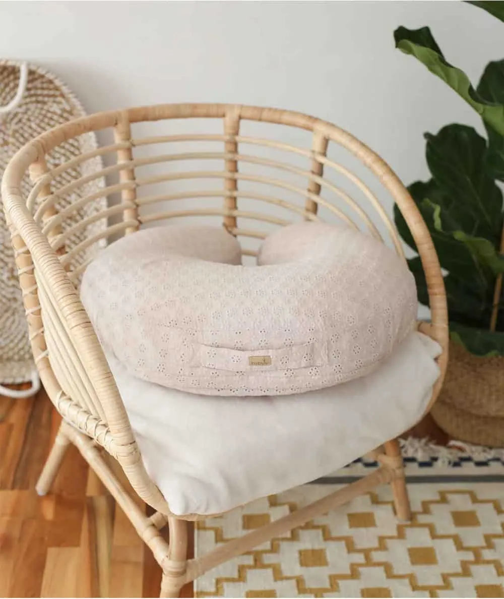 Babyly : Coussin de maternité / grossesse beige en coton brodé