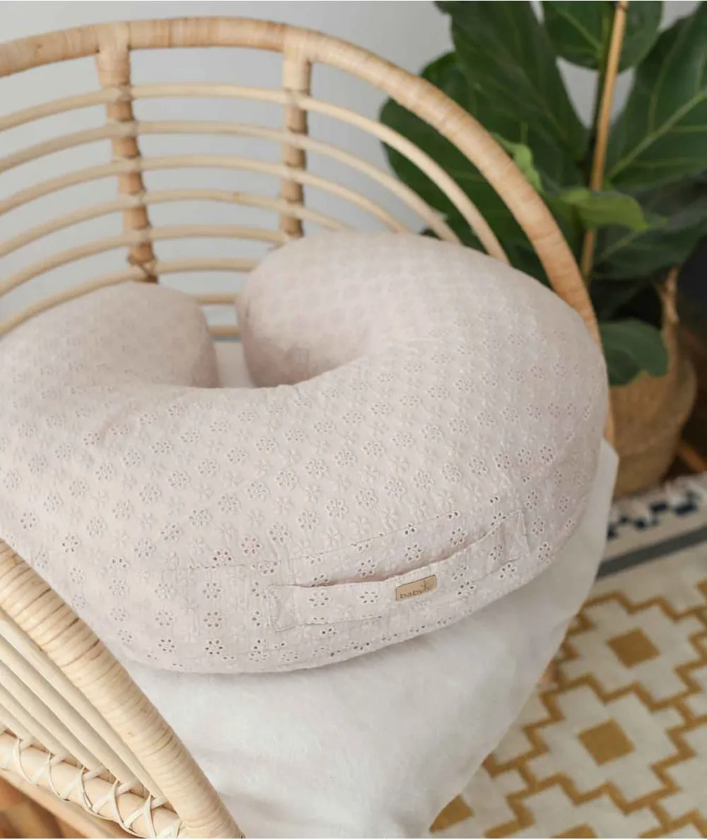 Babyly : Coussin de maternité / grossesse beige en coton brodé