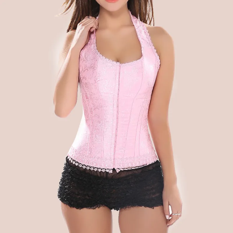 Bustier corset rose poudré