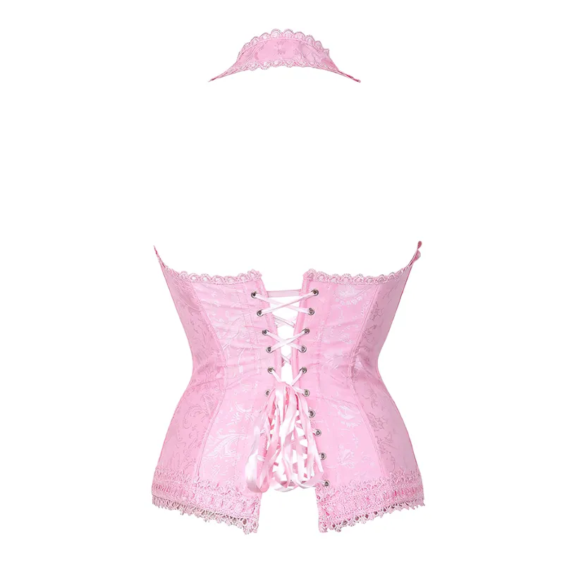 Bustier corset rose poudré