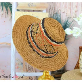 Chapeau d 'ete femme en paille fait a la main 2305 camel