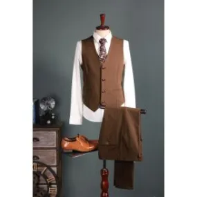 Costume 3 pièces pour homme marron vintage