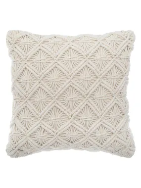 Coussin déhoussable en macramé - Ecru