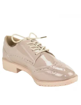 Derbies femme nude rose vernies femme semelle intérieure cuir