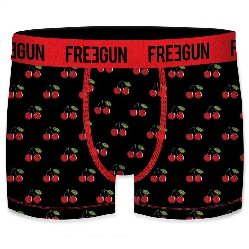 FREEGUN Lot de 2 Boxers Homme Coton bio BCBX2 CERISE Noir Rouge