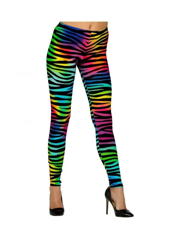 Leggings années 80 multicolore fluo femme