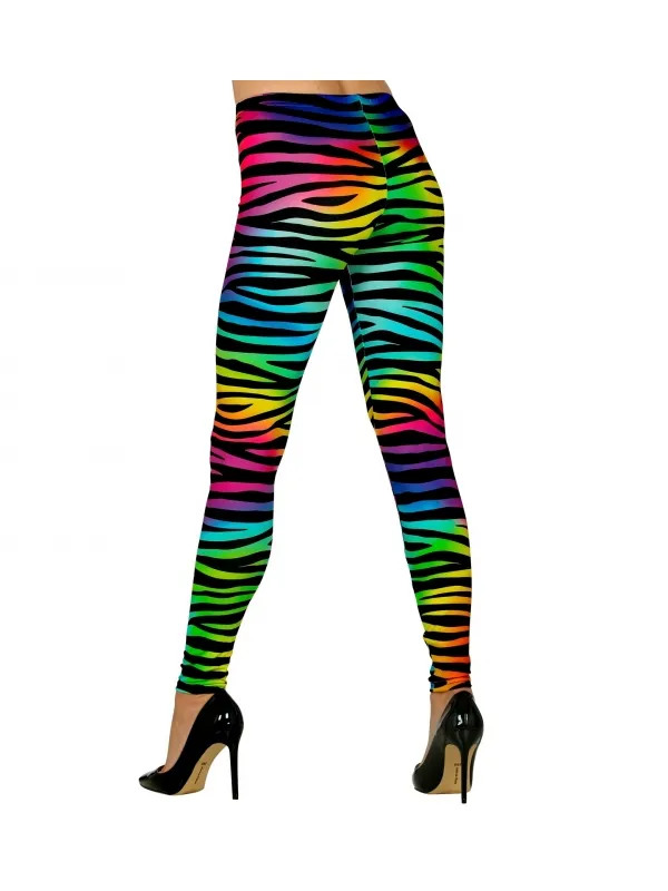 Leggings années 80 multicolore fluo femme