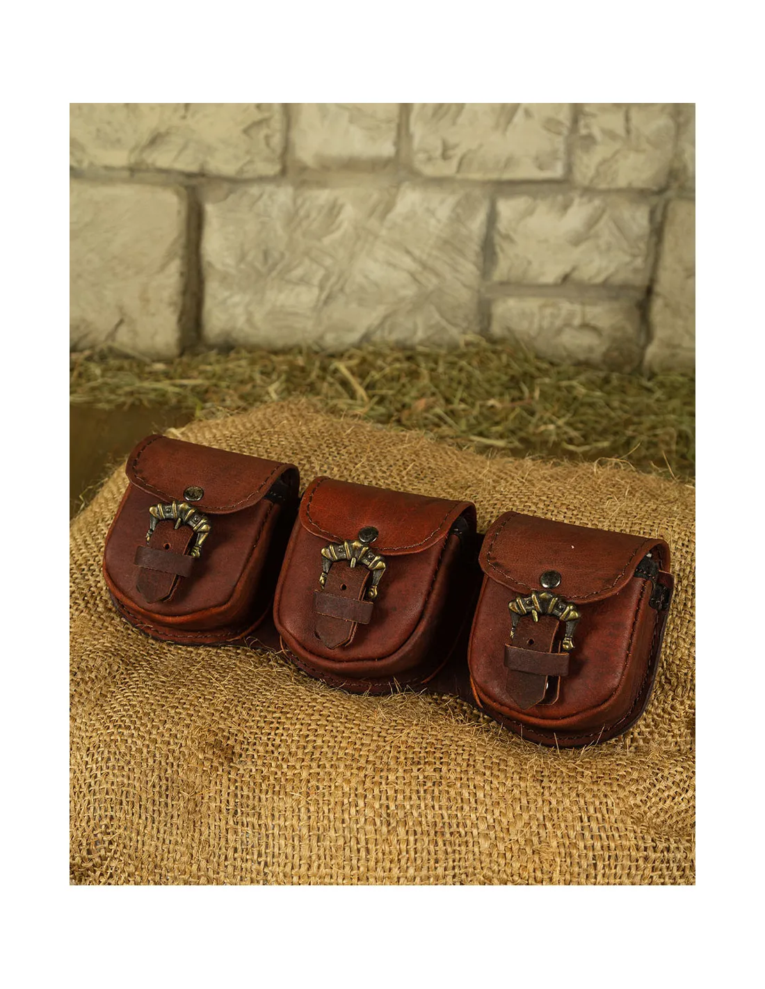 Lot de 3 sacs bananes médiévaux Lion marron ⚔️ Boutique Épées