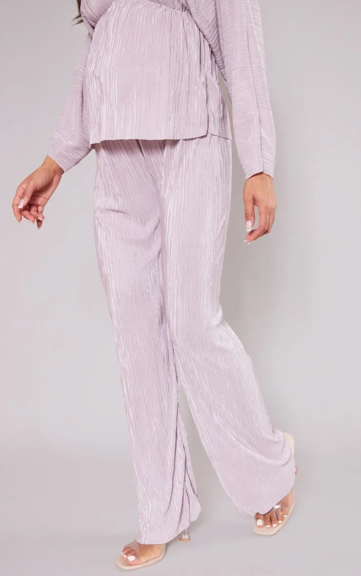 Maternité Pantalon de grossesse large vieux rose plissé à ourlet légèrement volanté