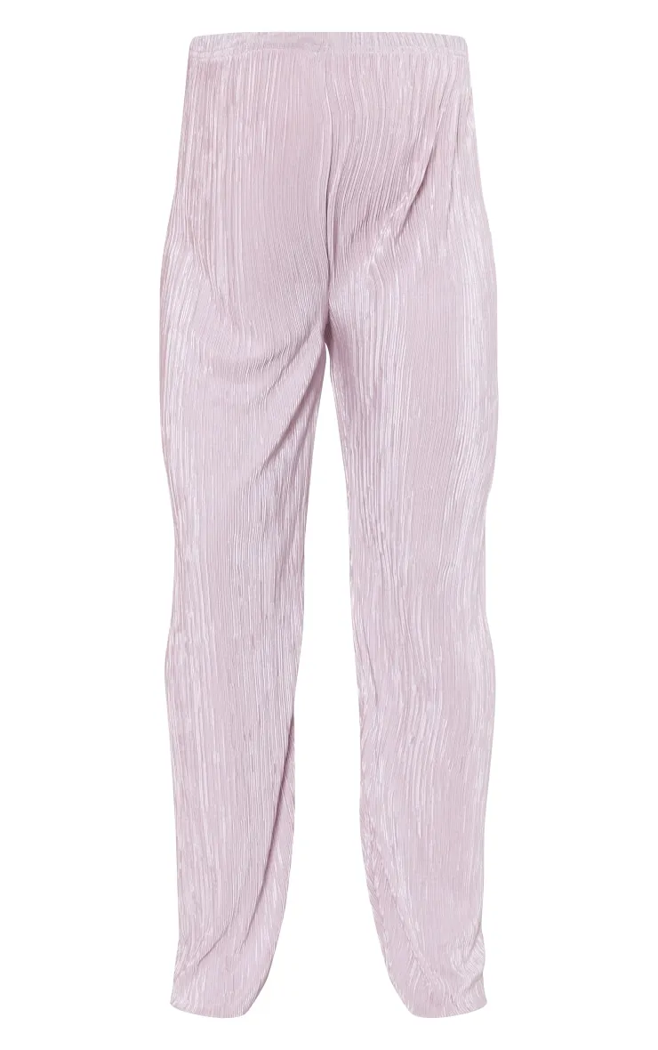 Maternité Pantalon de grossesse large vieux rose plissé à ourlet légèrement volanté