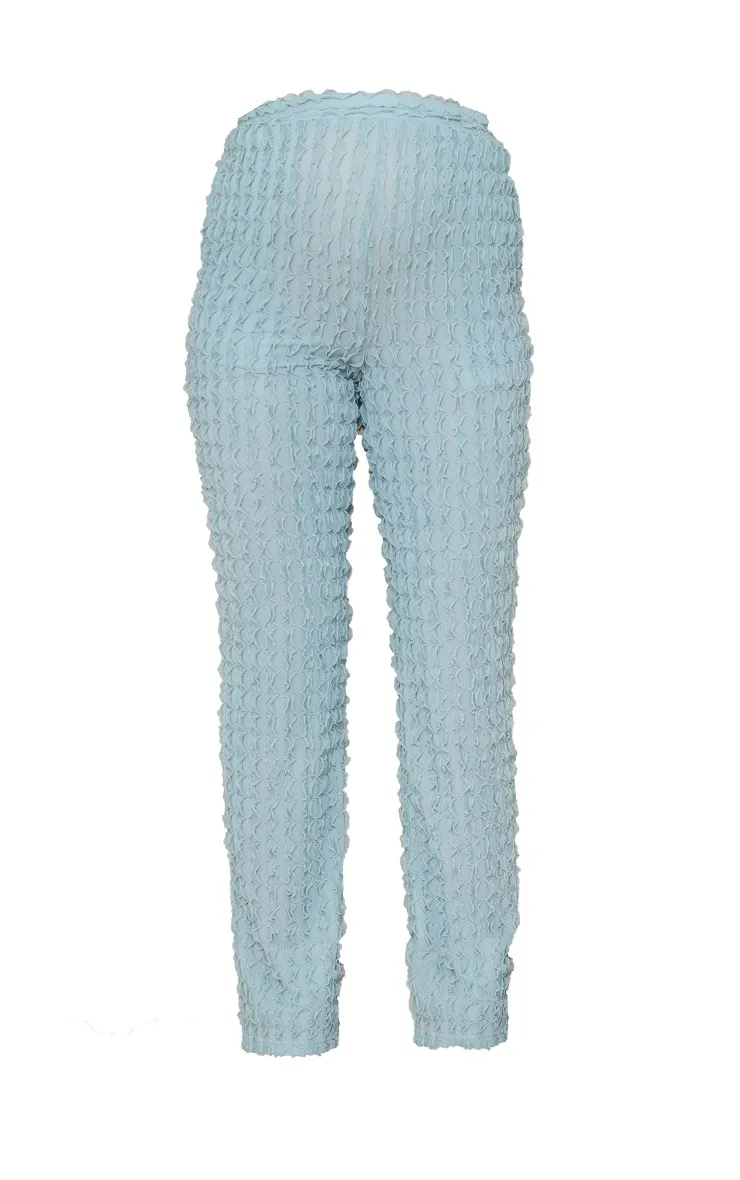 Maternité Pantalon de grossesse évasé texturé bleu