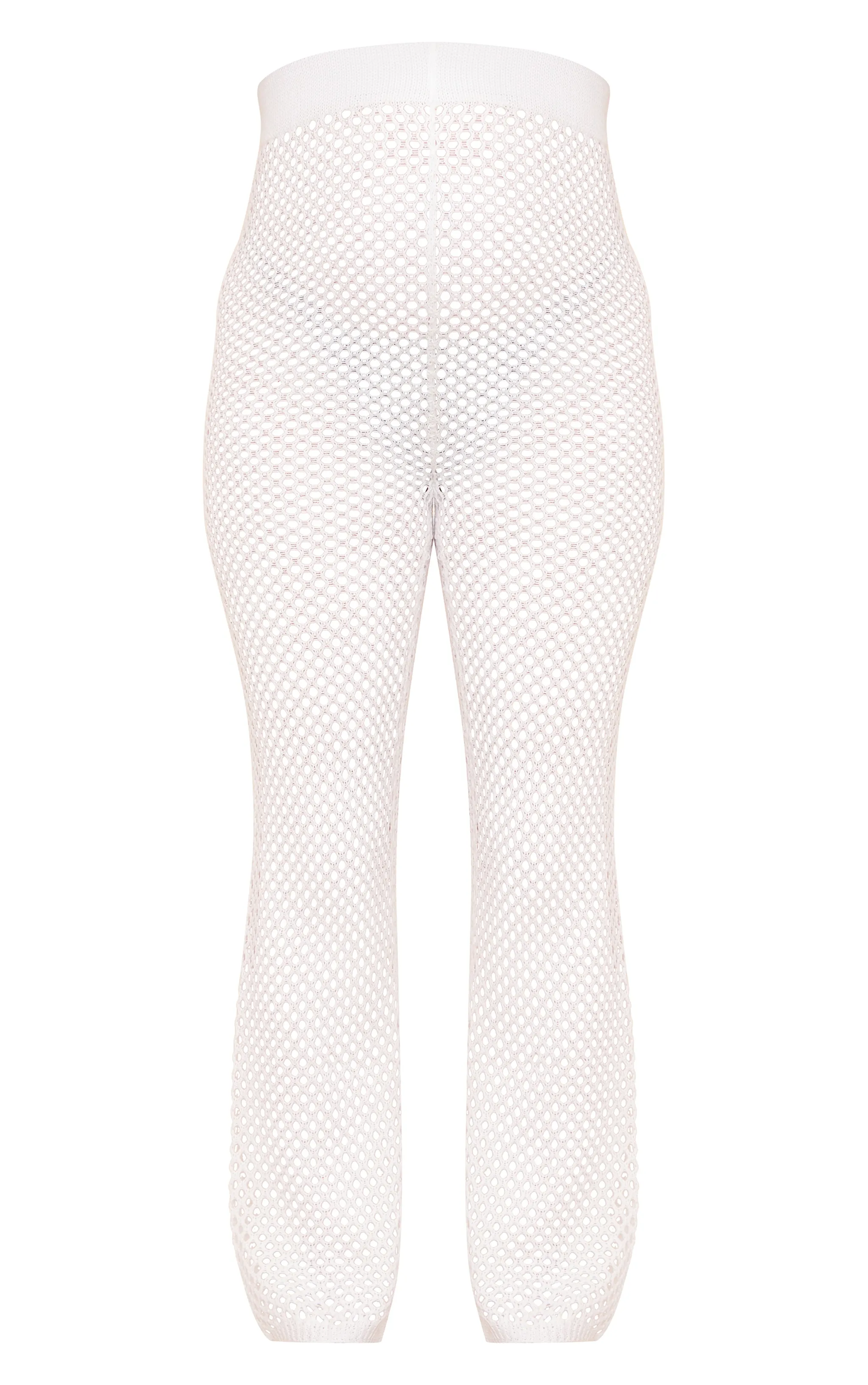 Maternité Pantalon flare de grossesse en maille tricot ajourée crème