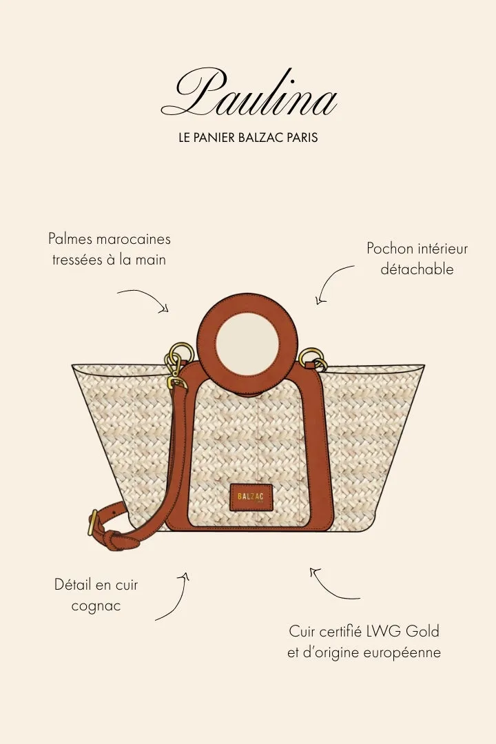 Panier Paulina tressé naturel et cognac