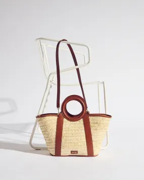 Panier Paulina tressé naturel et cognac