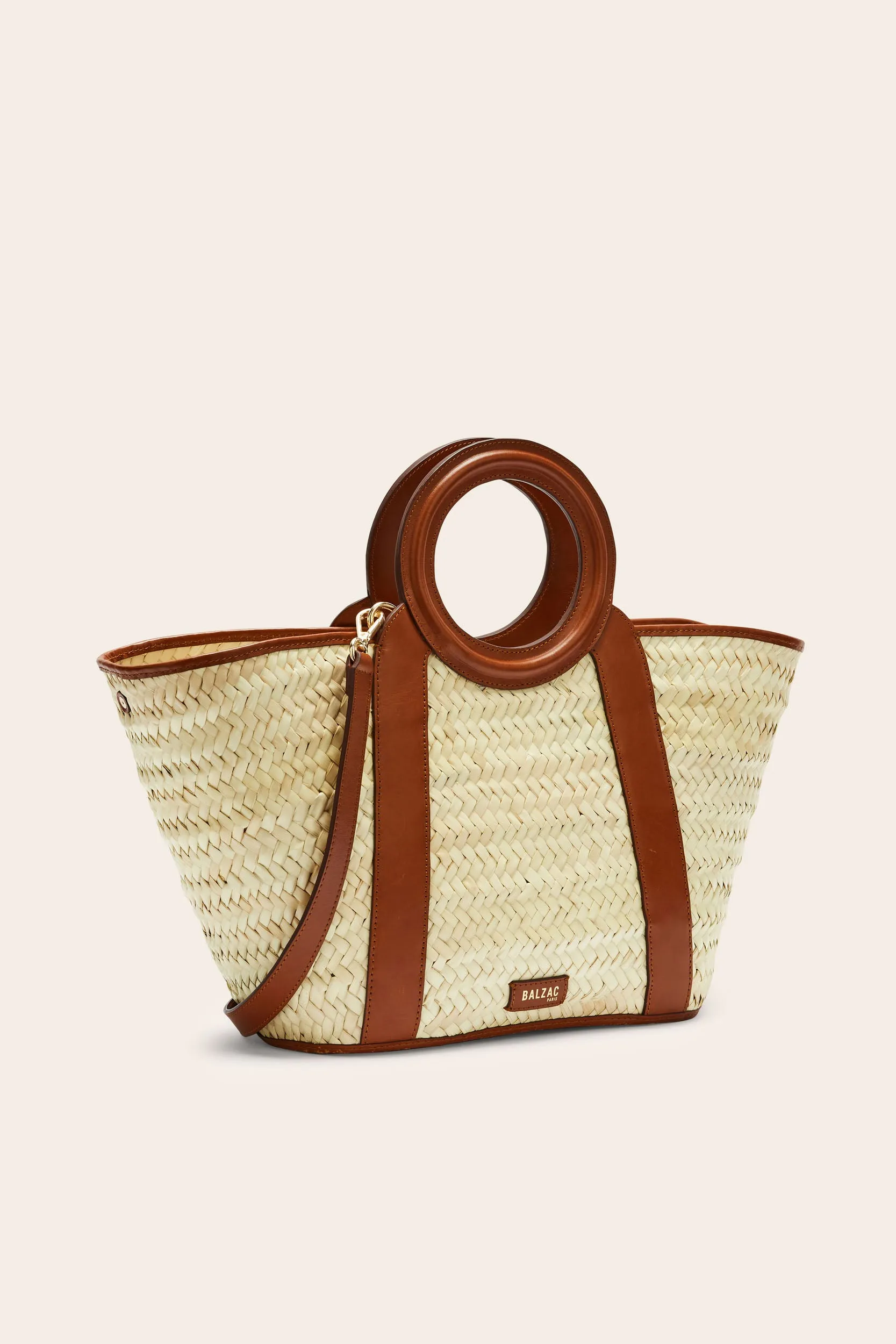 Panier Paulina tressé naturel et cognac