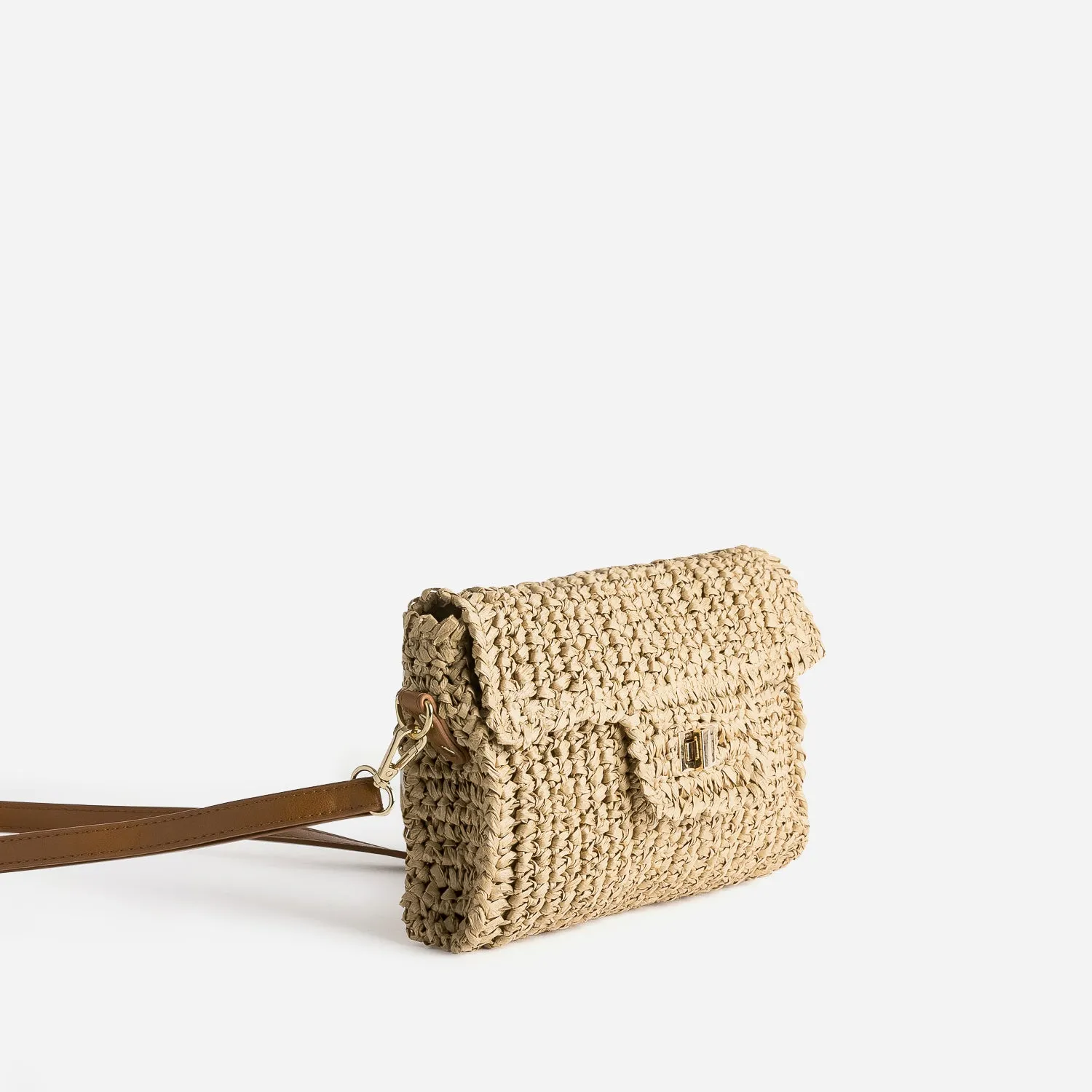 Pochette beige paille tressée - Sacs à main Maroquinerie | ERAM