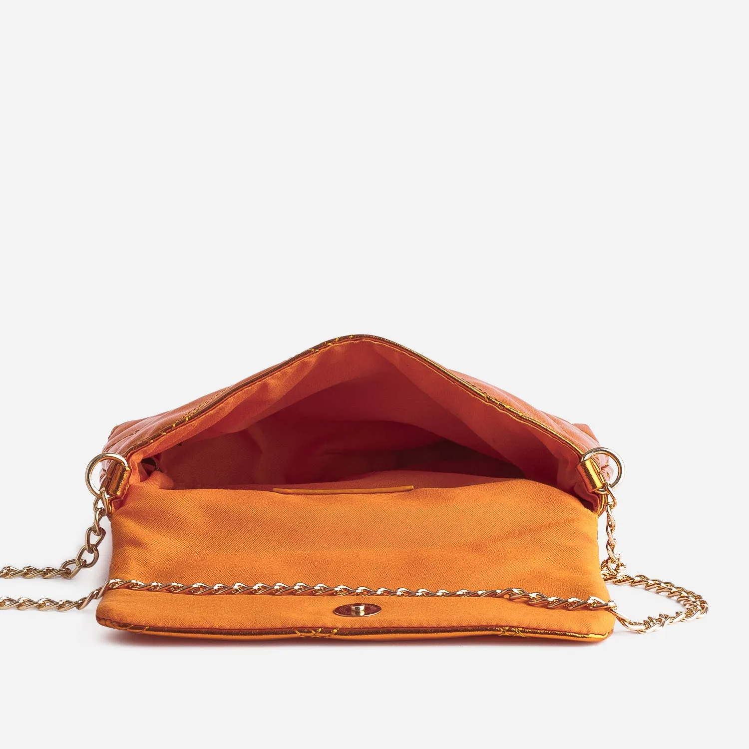 Pochette TEXTO orange métallisé matelassée - Sacs à main Maroquinerie | ERAM