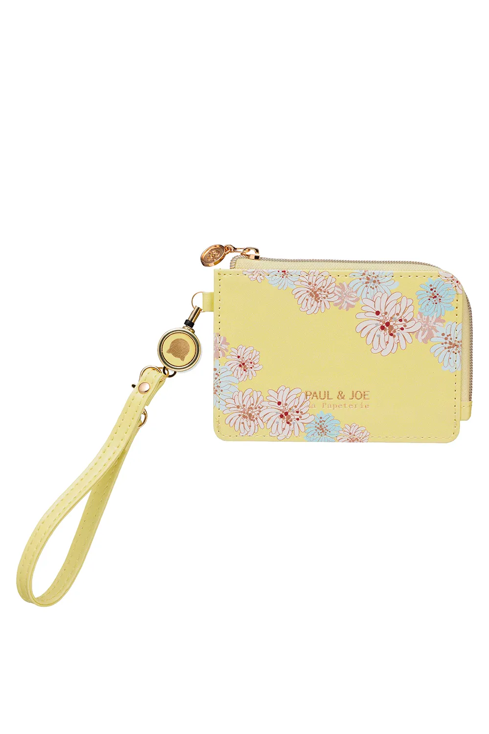 Porte-cartes jaune motif chrysanthèmes