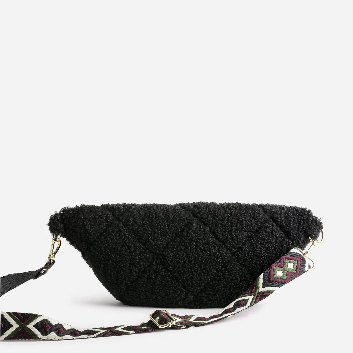 Sac banane TEXTO noir en tissu Sherpa - Sacs à main Maroquinerie | ERAM