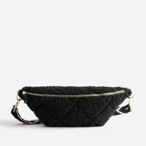 Sac banane TEXTO noir en tissu Sherpa - Sacs à main Maroquinerie | ERAM