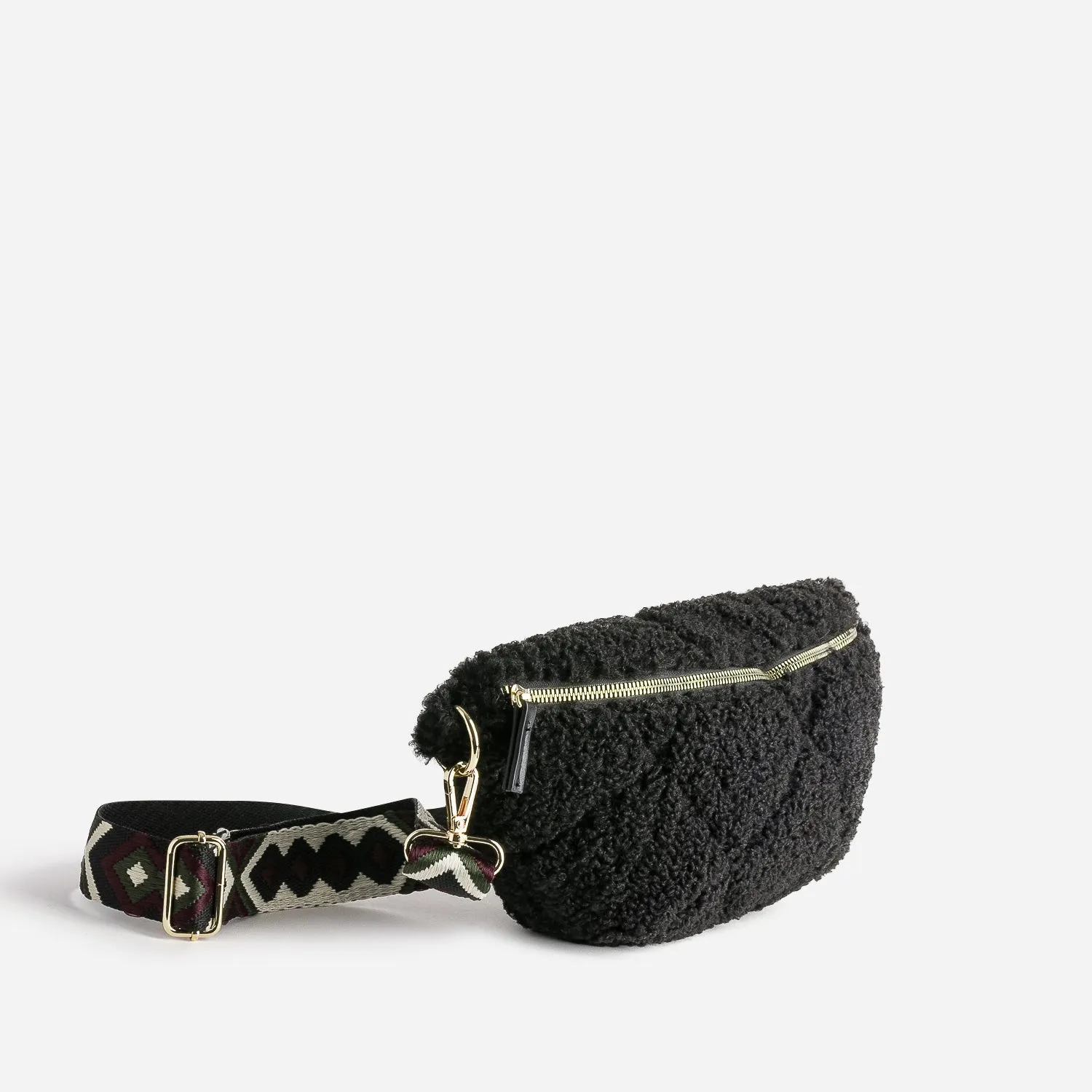 Sac banane TEXTO noir en tissu Sherpa - Sacs à main Maroquinerie | ERAM