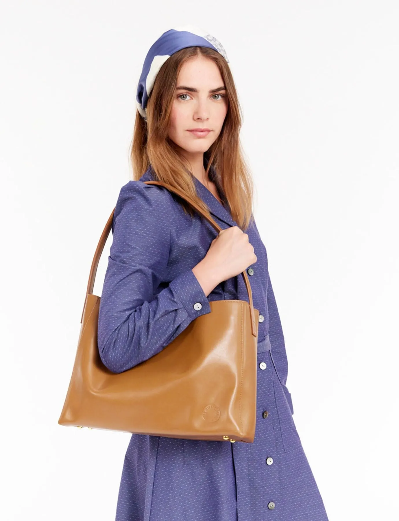 Sac cabas cuir Léonore grand format camel