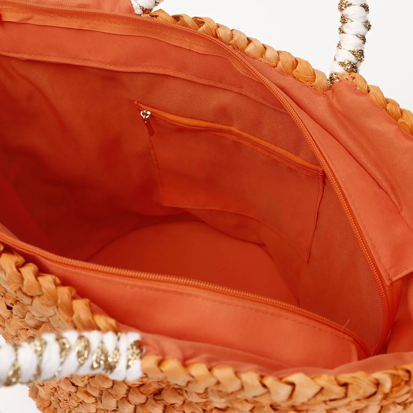 sac cabas en paille avec pendentif cafènoir orange - CafèNoir