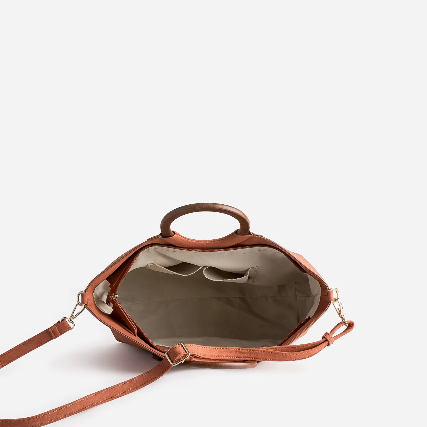 Sac cabas terracotta anse effet bois - Sacs à main Maroquinerie | ERAM