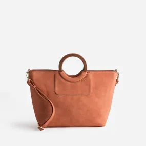 Sac cabas terracotta anse effet bois - Sacs à main Maroquinerie | ERAM