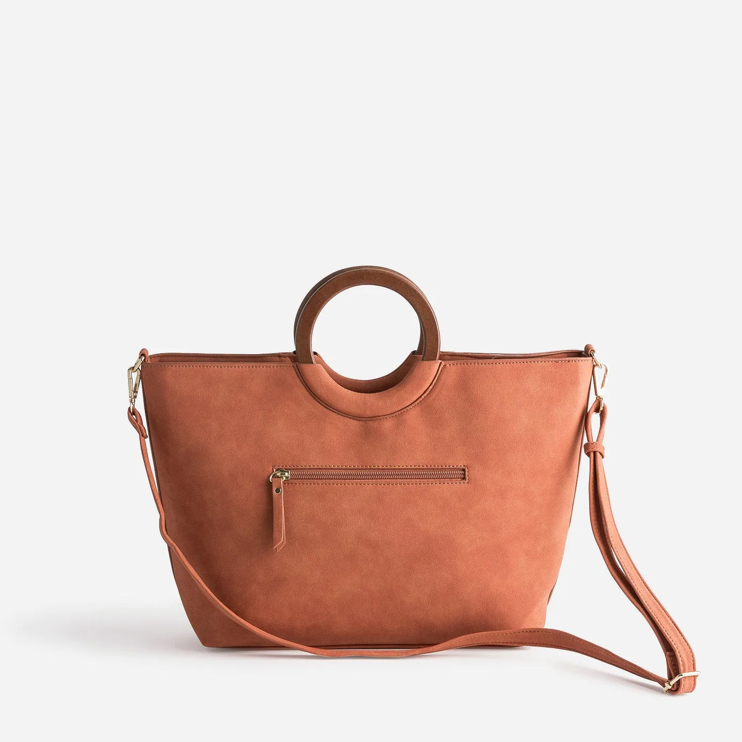 Sac cabas terracotta anse effet bois - Sacs à main Maroquinerie | ERAM