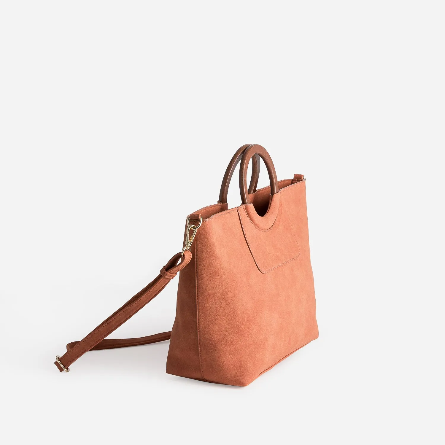 Sac cabas terracotta anse effet bois - Sacs à main Maroquinerie | ERAM