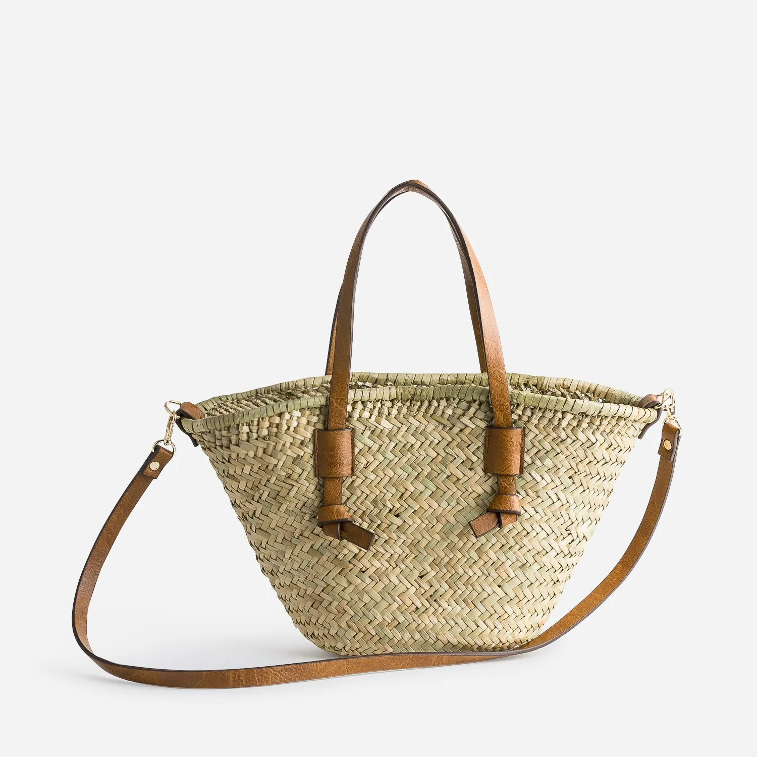 Sac panier beige en paille anses camel - Sacs à main Maroquinerie | ERAM