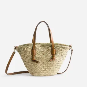 Sac panier beige en paille anses camel - Sacs à main Maroquinerie | ERAM