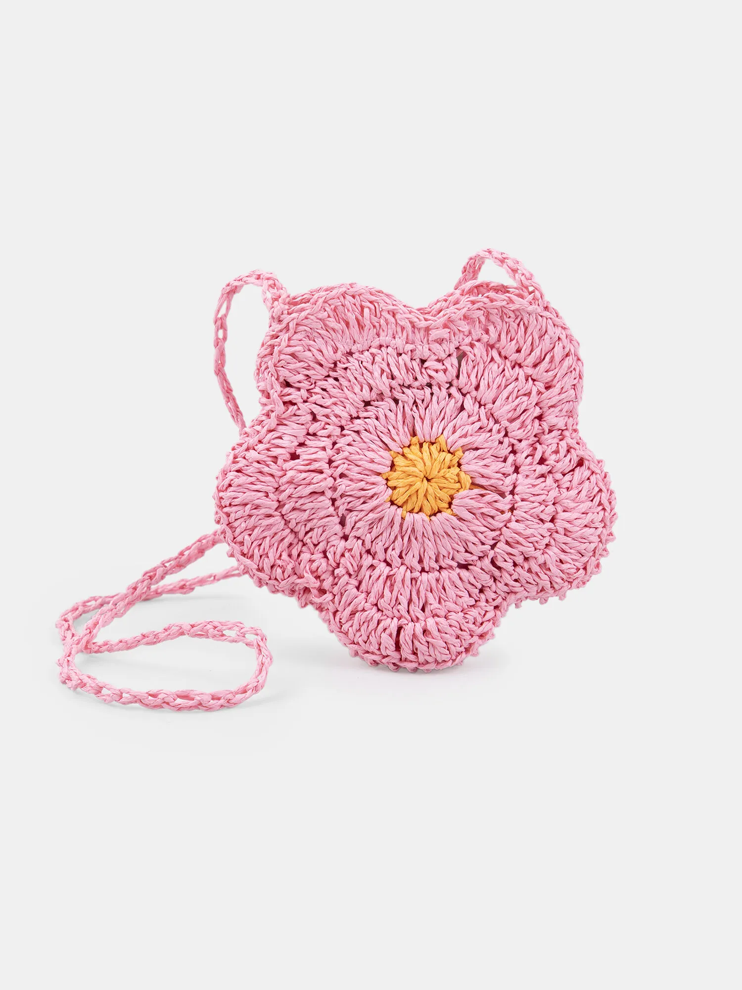 Sac rose en paille en forme de fleur