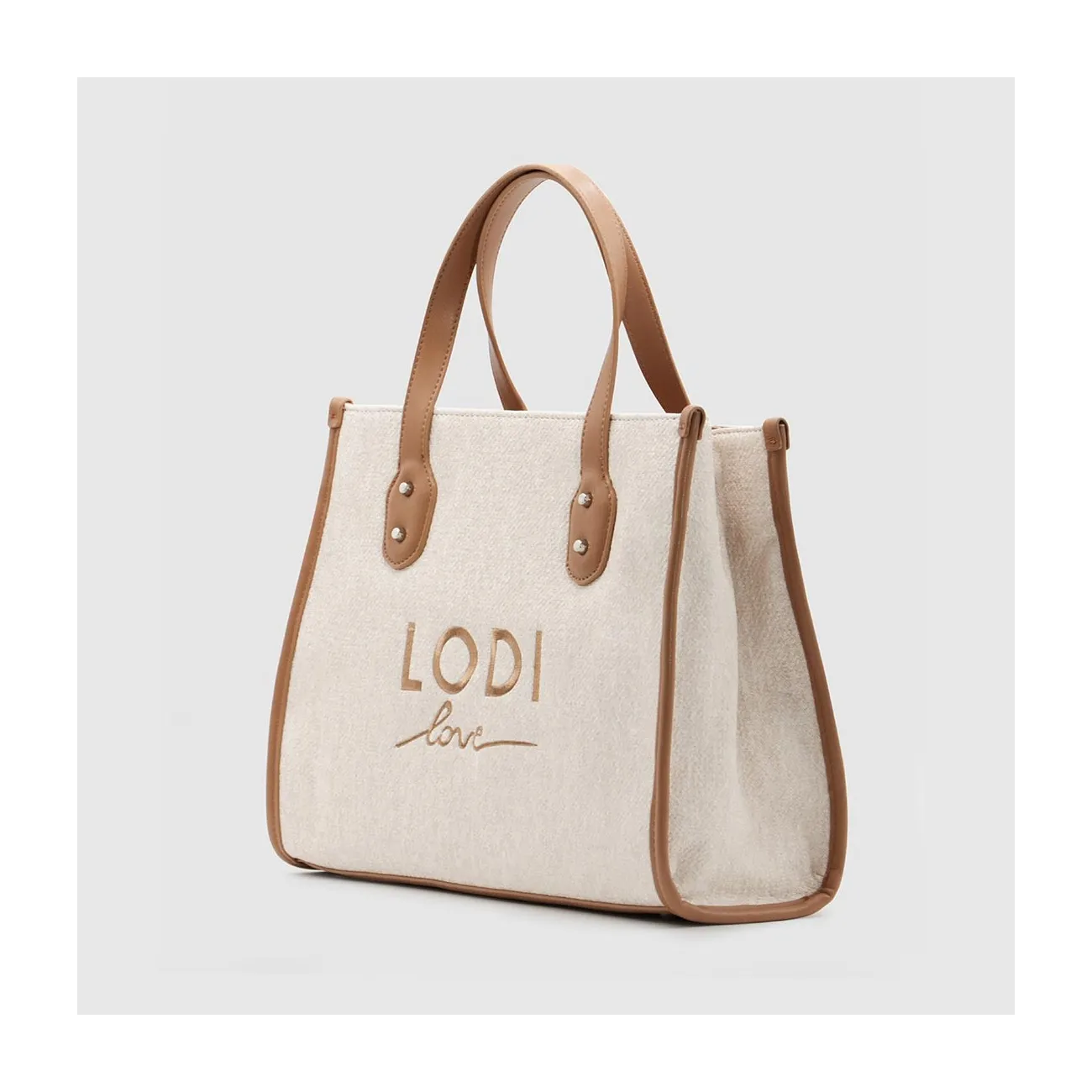 Sac shopper grand modèle en tissu denim beige. I LODI Sacs pour femme online.